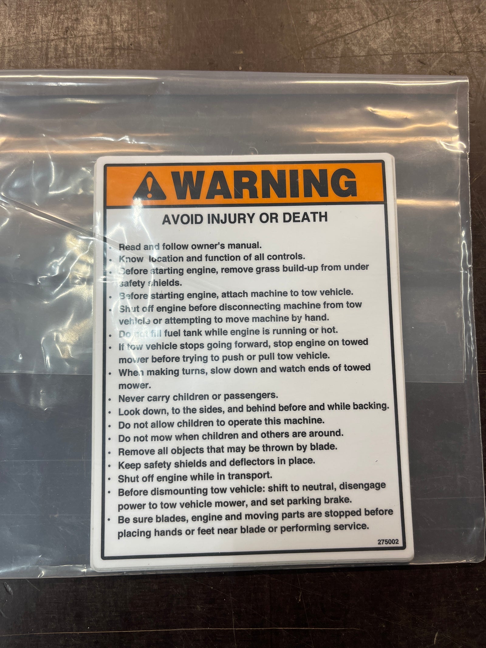 275002 - Kunz Warning Decal (AcrEase)