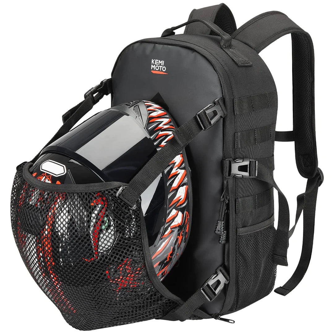 20L Motorcycle Helmet Bag with Hidden Helmet Net