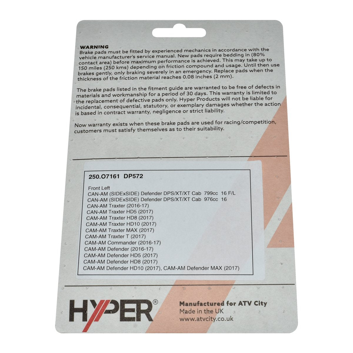 Brake Disc Pads – Front L/H – Can-Am Traxter /Commander /Maverick