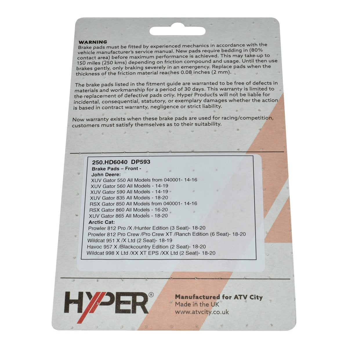 Brake Disc Pads – Rear – John Deere – 860 / 865