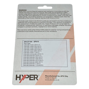 Brake Disc Pads – Rear R/H – Can-Am – Traxter / Commander