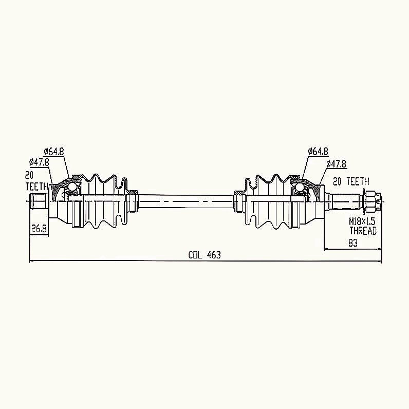 HYPER CV Shaft Polaris Hawkeye / Sportsman 300/400 Front