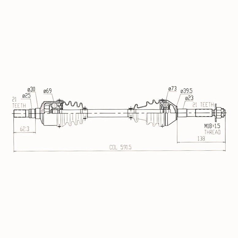 CV Shaft for Kubota RTV 900-1140 -Front