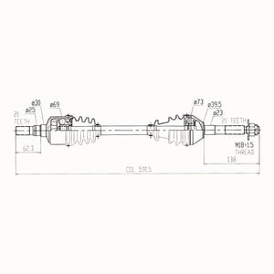 CV Shaft for Kubota RTV 900-1140 -Front