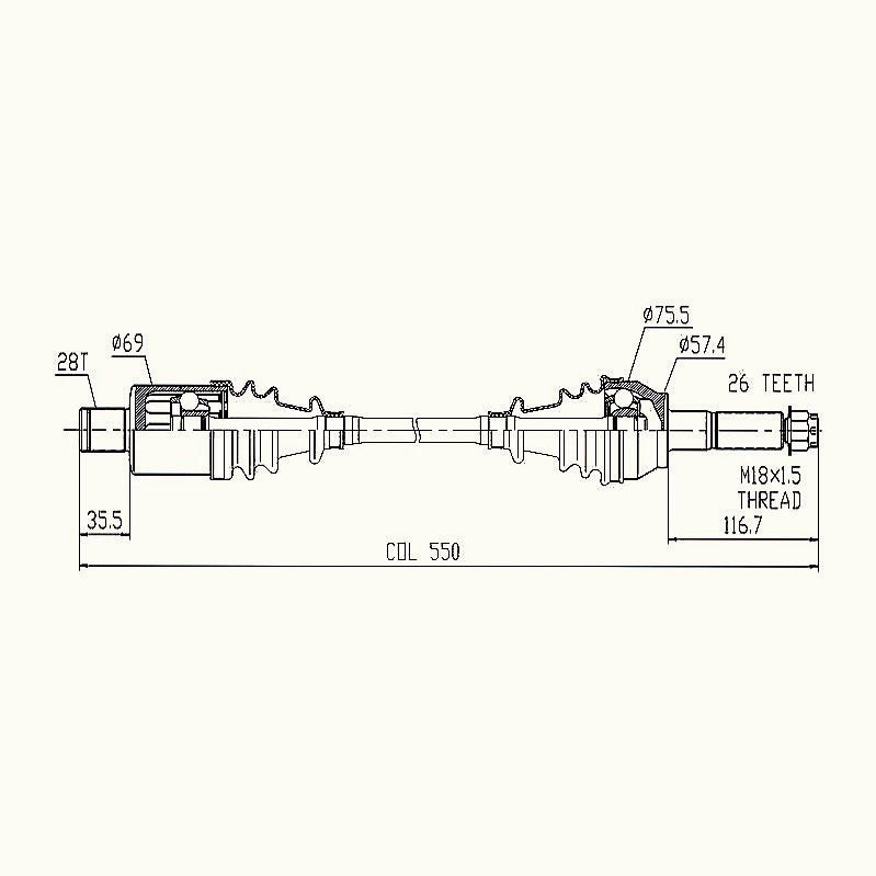 CV Shaft | Polaris Ranger 700 6×6 / 800 6×6 | Middle