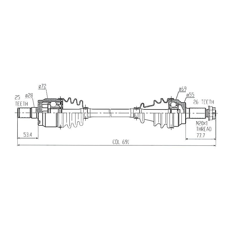 Complete CV Shaft Rear Honda Pioneer 700/700-4 15-16