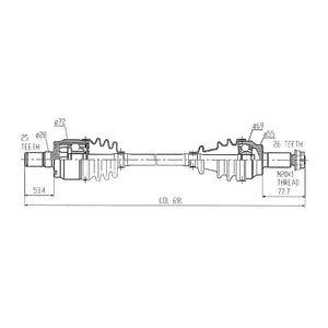 Complete CV Shaft Rear Honda Pioneer 700/700-4 15-16