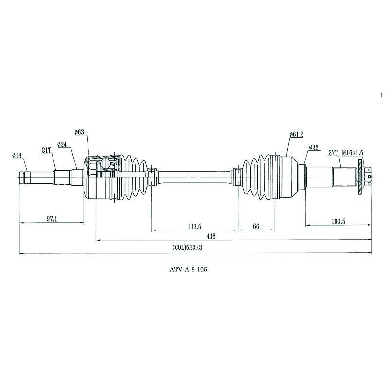 CV Shaft | Yamaha 450 / 660 / 700 Rhino | Rear R/H