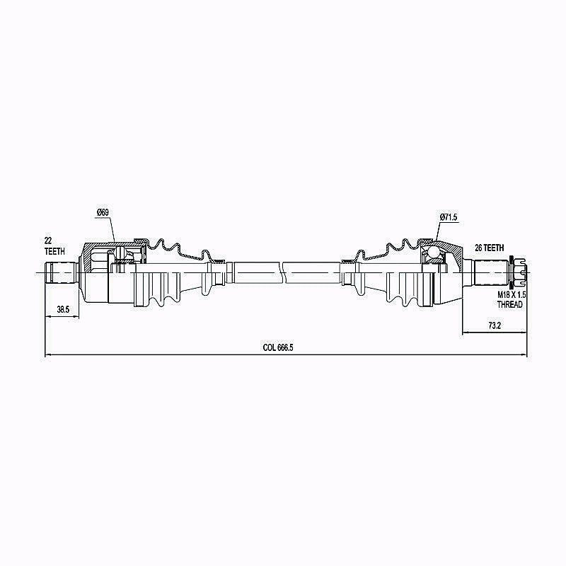 HYPER CV Shaft Polaris 500 /700/800 Front