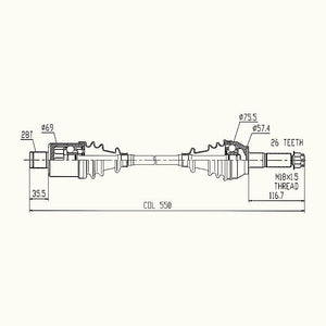 HYPER CV Shaft Polaris Sportsman 450/570 2015-16 / Hawkeye 325 Rear