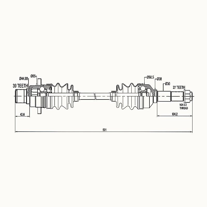 HYPER CV Shaft Yamaha Rhino 450/660/700 Rear L/H