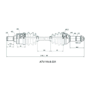 HYPER CV Shaft Yamaha YFM 450 Kodiak 2018-2021 YFM 550/700 Grizzly Rear