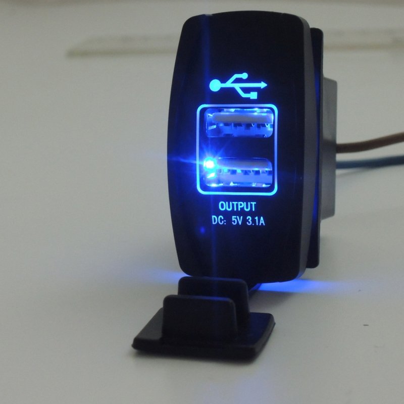 UTV Dash USB Port Double Polaris Blue RZR4/Ranger XP