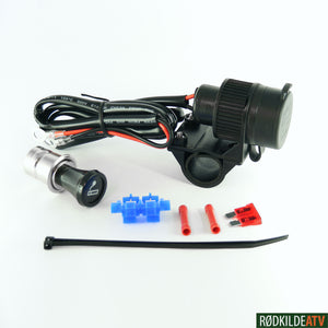 120.0375 - 12V/10A Socket for Power Supply - Cig type - Rødkilde ATV